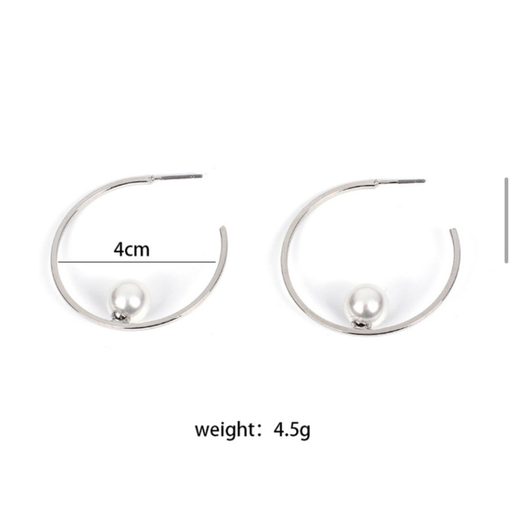 Faux Pearl Hoop Earrings - Picture 7 of 8